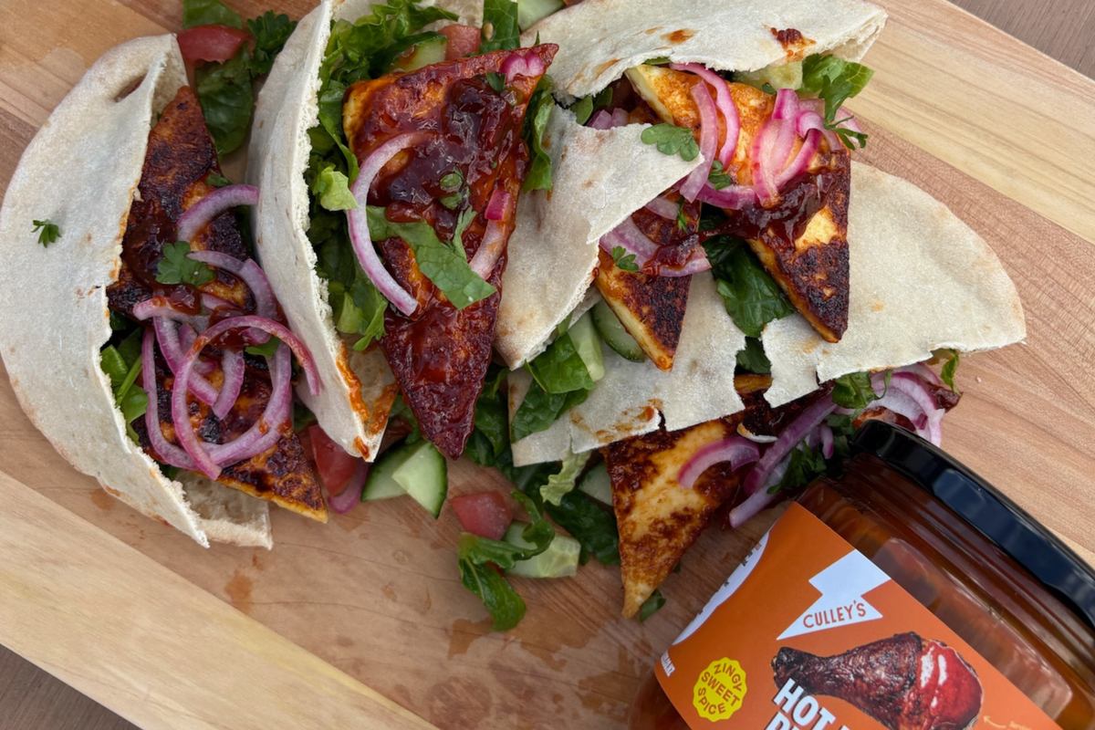 Hot Honey Peri Peri Halloumi Pitas